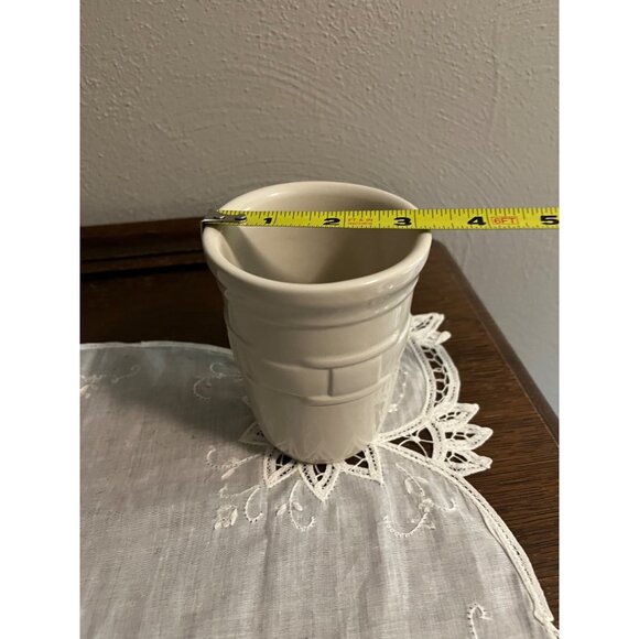 Longaberger Pottery Woven Traditions Ivory Tumbler or Flower Pot - Picture 3 of 4